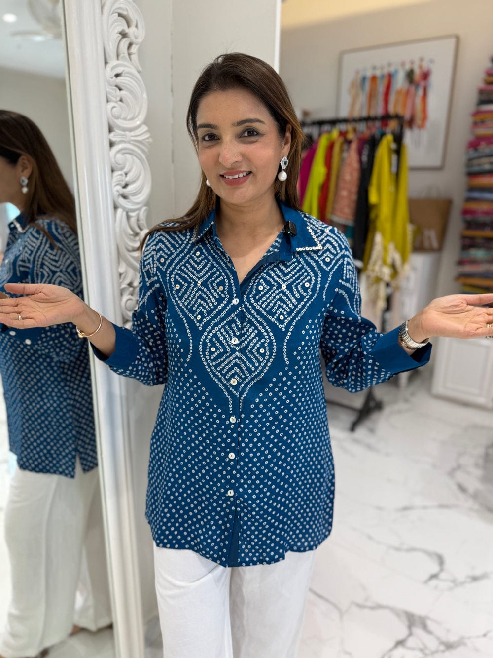 Bhandej Trend Print Crepe Satin Shirt for Women