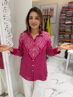 Women's Royal Blue Bandhani Shirt