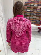 Premium Bandhani Print Crepe Satin Shirt for Women