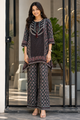 Black Printed Pure Natural Crepe Co-Ord Set for Women