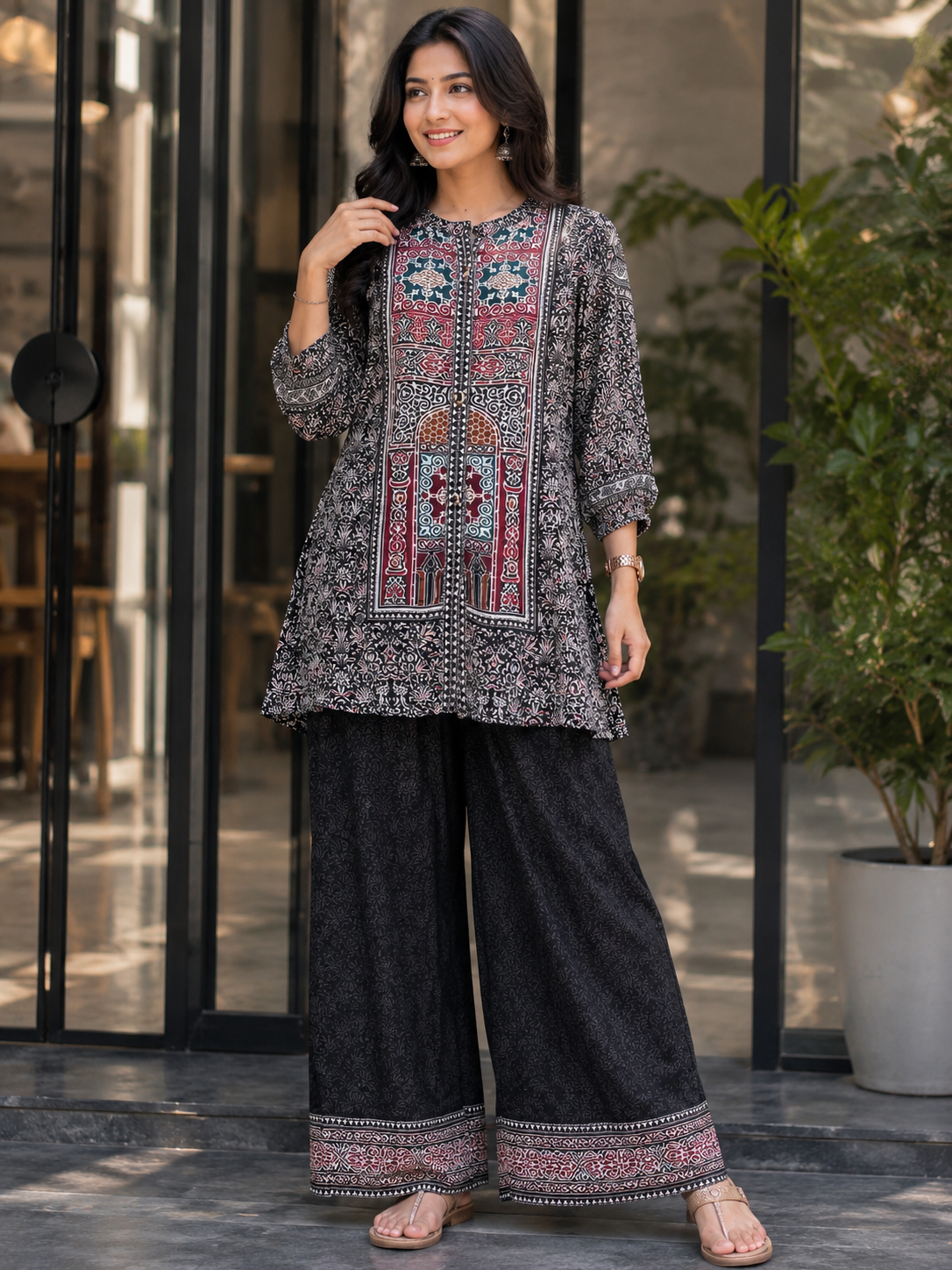 Black Printed Co-Ord Set for Women | Designer Ethnic Co-Ord Outfit Unity Designer