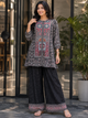 Black Designer Printed Pure Natural Crepe Kurta Palazzo Co-Ord Set for Women