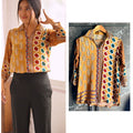 Yellow Ajrakh Printed Crepe Satin Shirt for Women | Stylish Indo Western Top