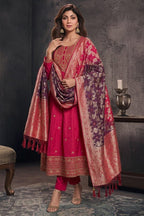 Banana Silk Anarkali Kurti Pant Dupatta Set for Women