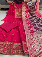 Banana Silk Anarkali Kurti Pant Dupatta Set for Women