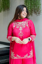 Designer Embroidered Kurti Sharara Set with Dupatta for Women