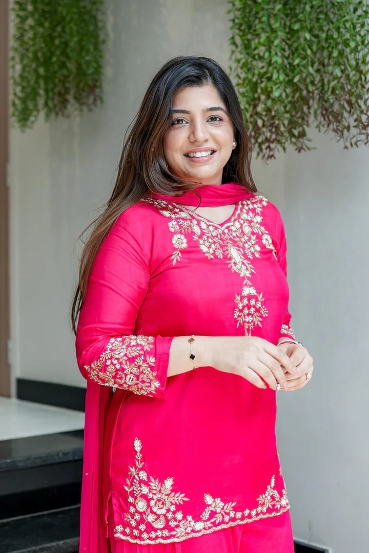 Designer Embroidered Kurti Sharara Set with Dupatta for Women