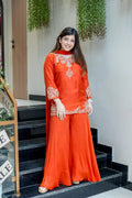 Designer Embroidered Kurti Sharara Set with Dupatta for Women