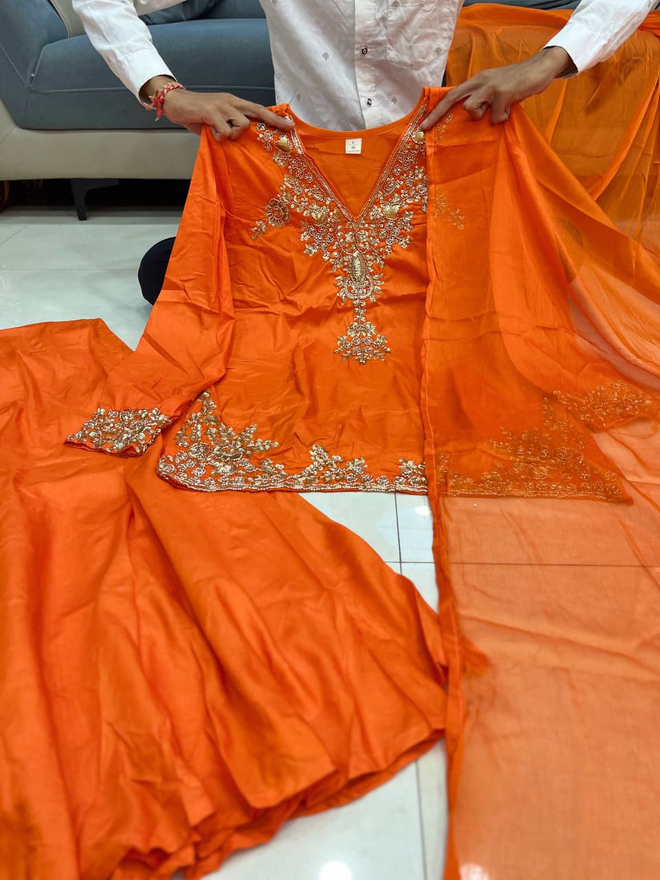 Designer Embroidered Kurti Sharara Set with Dupatta for Women