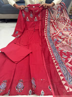 Jaipuri Cotton Anarkali Kurti Pant Dupatta Set – Block Print