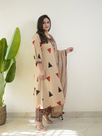Kalamkari Pure Cotton Kurti Pant Dupatta Set for Women