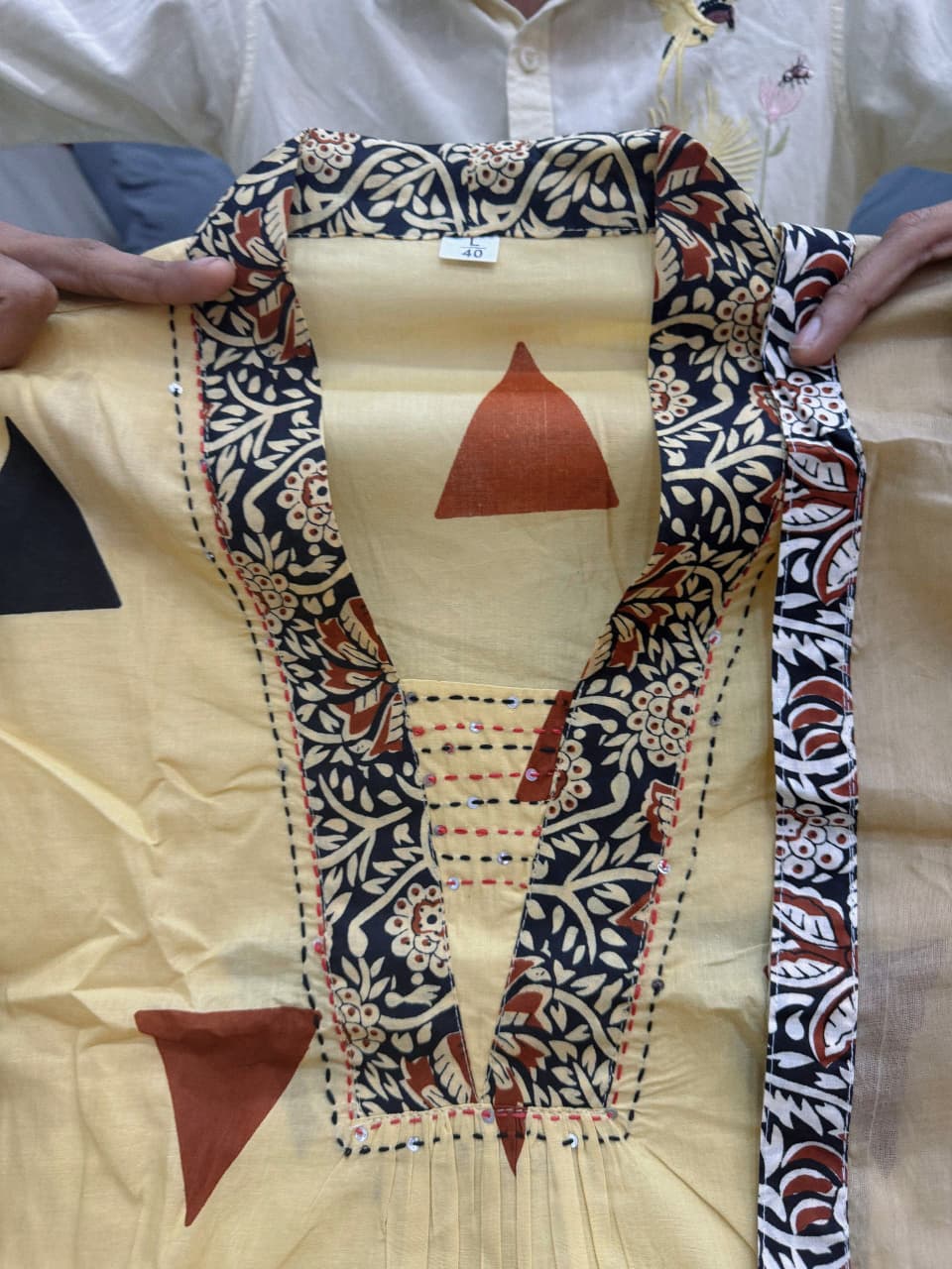 Kalamkari Pure Cotton Kurti Pant Dupatta Set for Women