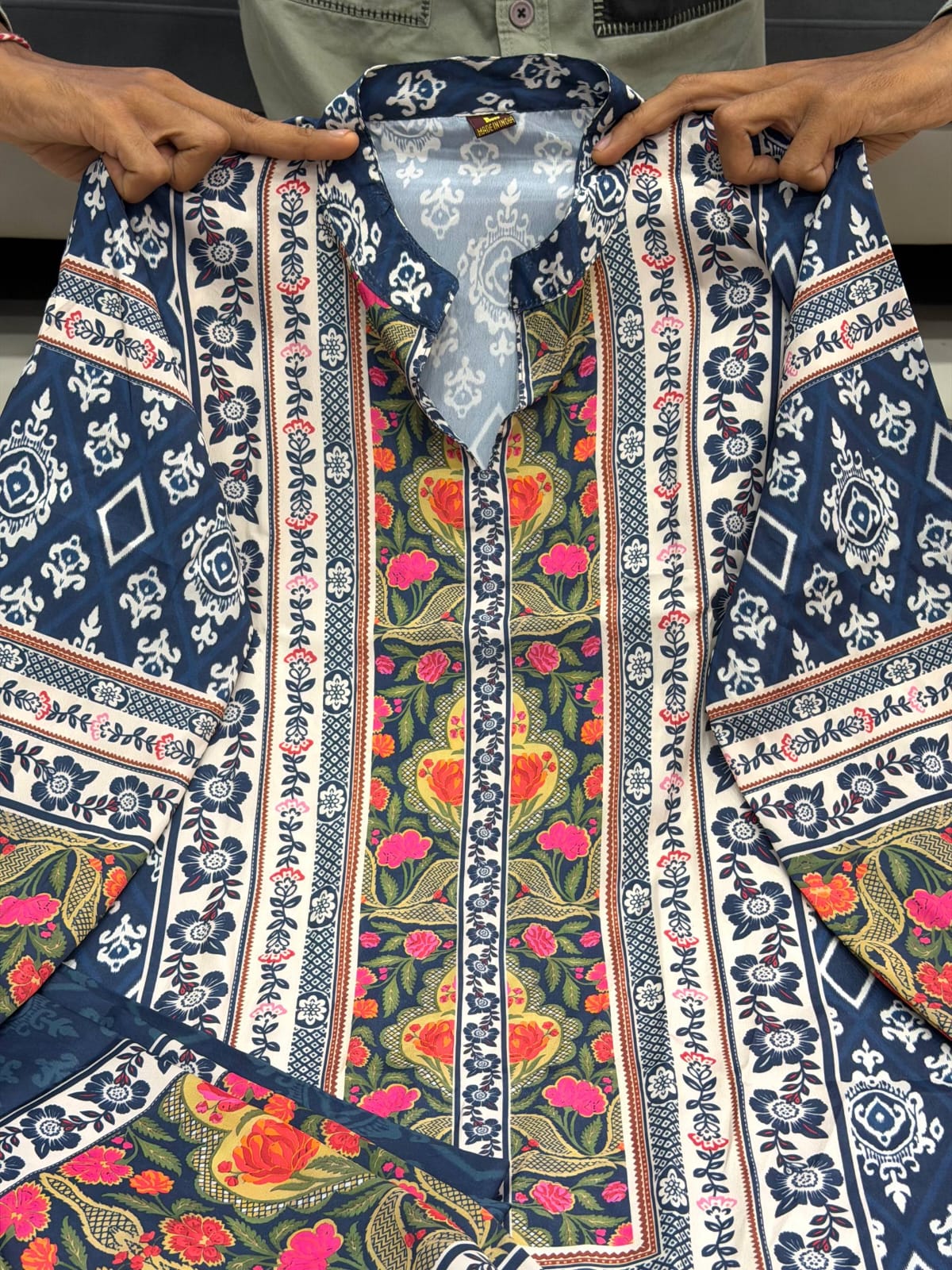 Navy Blue Ethnic Co-Ord Set for Women | Stylish Printed Kurti Palazzo Set Unity Designer