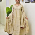 Premium Mul Chanderi Anarkali Suit Set for Women | Embroidered Kurta Pant Dupatta Set