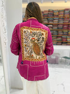 Women's Bandhej & Kalamkari Fusion Crepe Indo-Western Shirt
