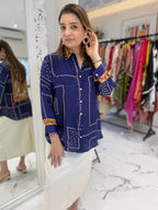 Women's Bandhej & Kalamkari Fusion Crepe Indo-Western Shirt