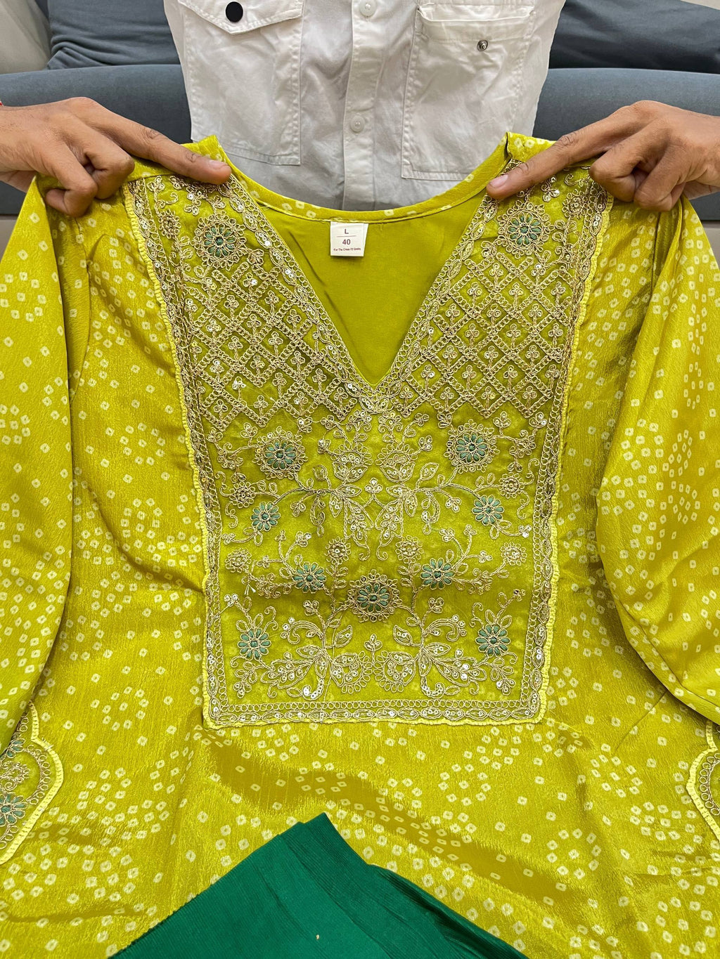 Pista Green Russian Silk Kurti Pant Dupatta Set for Women | Festive Ethnic Suit Set