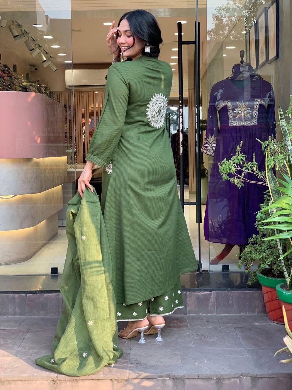 Pure Cotton Suit Set for Women with Dupatta | Handwork Kurti Pant Set