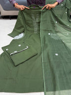 Pure Cotton Suit Set for Women with Dupatta | Handwork Kurti Pant Set