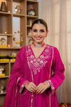 Pure Satori Silk Kurti Set for Women with Banarasi Dupatta | Embroidered Festive Suit Set