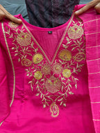 Pure Satori Silk Kurti Set for Women with Banarasi Dupatta | Embroidered Festive Suit Set