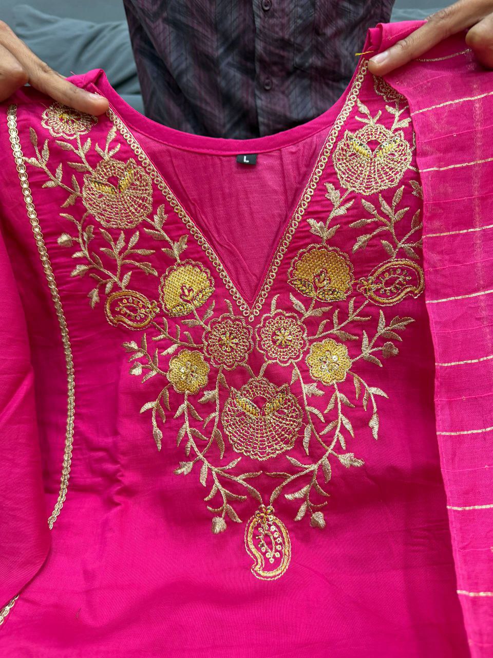 Pure Satori Silk Kurti Set for Women with Banarasi Dupatta | Embroidered Festive Suit Set