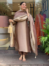 Banarasi Silk Suit Set for Women with Dupatta | Zari Jacquard Kurti Pant Set