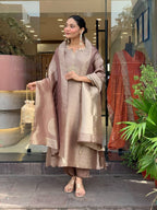 Banarasi Silk Suit Set for Women with Dupatta | Zari Jacquard Kurti Pant Set