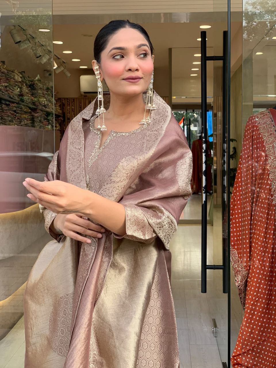 Banarasi Silk Suit Set for Women with Dupatta | Zari Jacquard Kurti Pant Set