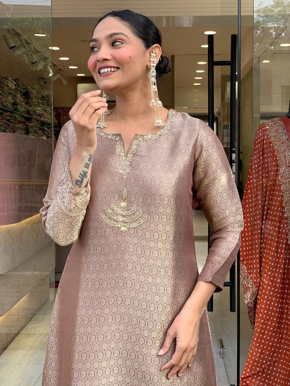 Banarasi Silk Suit Set for Women with Dupatta | Zari Jacquard Kurti Pant Set