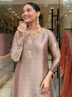 Banarasi Silk Suit Set for Women with Dupatta | Zari Jacquard Kurti Pant Set