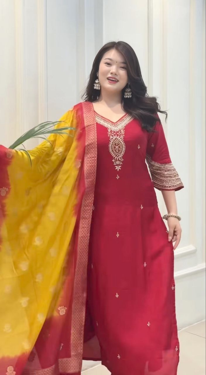 Red Festive Banarasi Suit Set for Women | Designer Ethnic Outfit Unity Designer