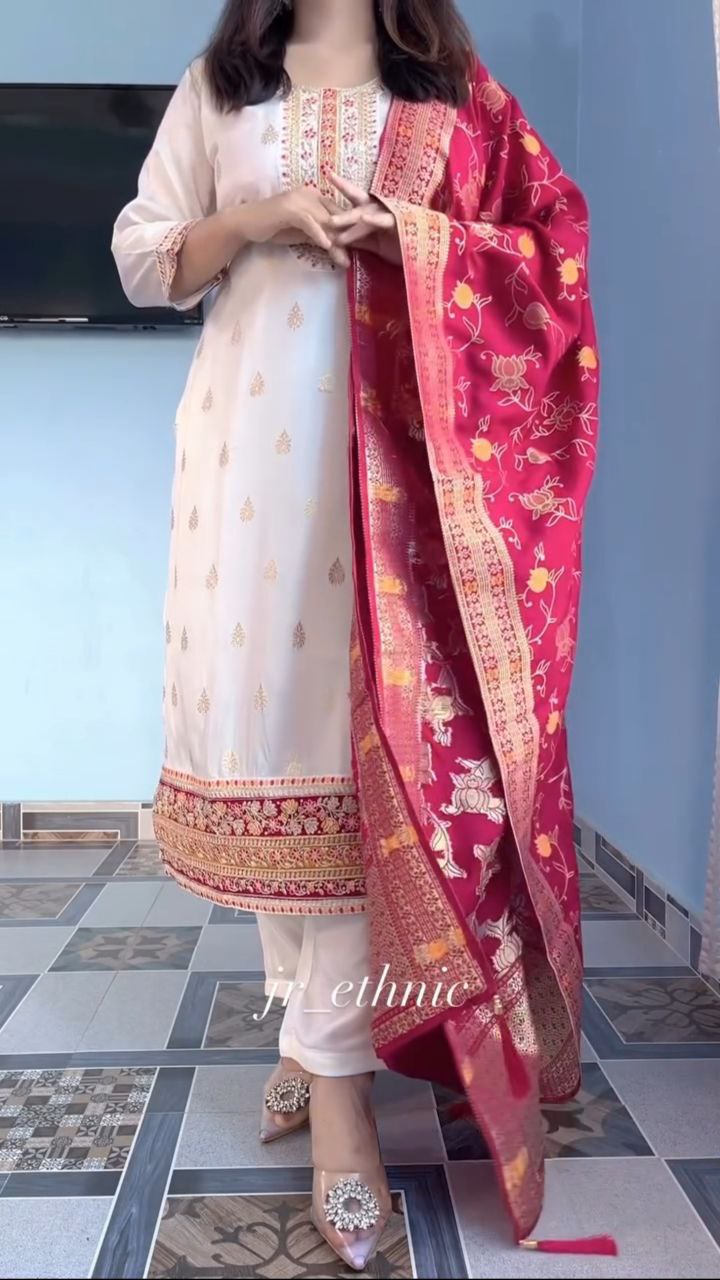 Kanjivaram Silk Kurti Set with Dupatta for Women