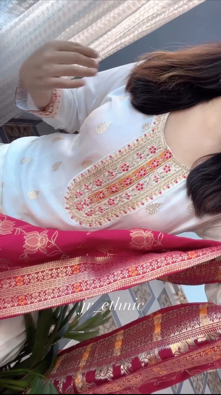Kanjivaram Silk Kurti Set with Dupatta for Women