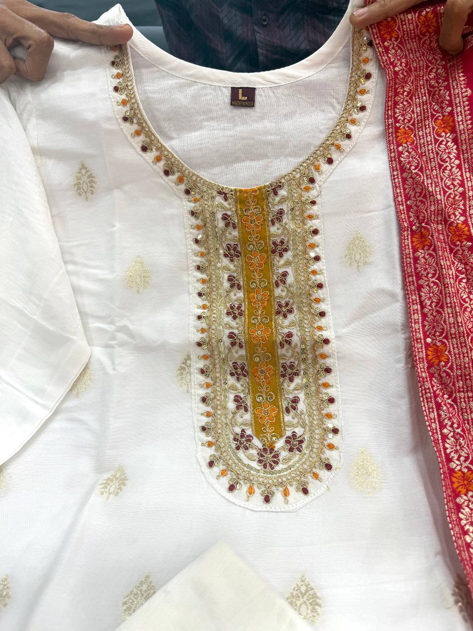 Kanjivaram Silk Kurti Set with Dupatta for Women