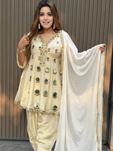 Premium Tissue Silk Anarkali Kurti Set with Dupatta