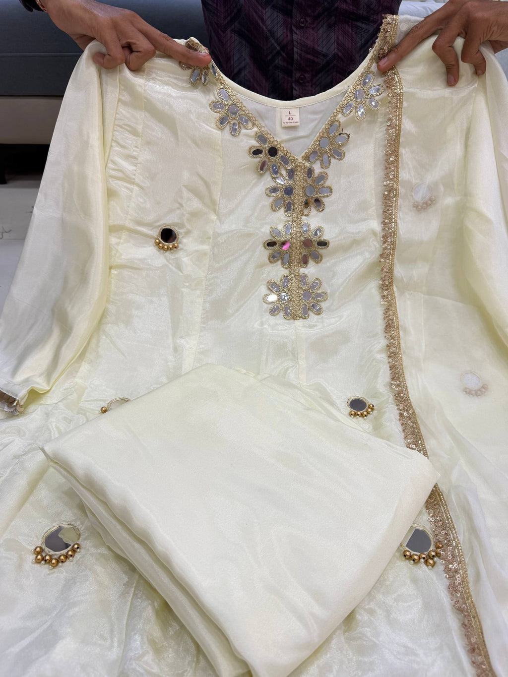 Premium Tissue Silk Anarkali Kurti Set with Dupatta