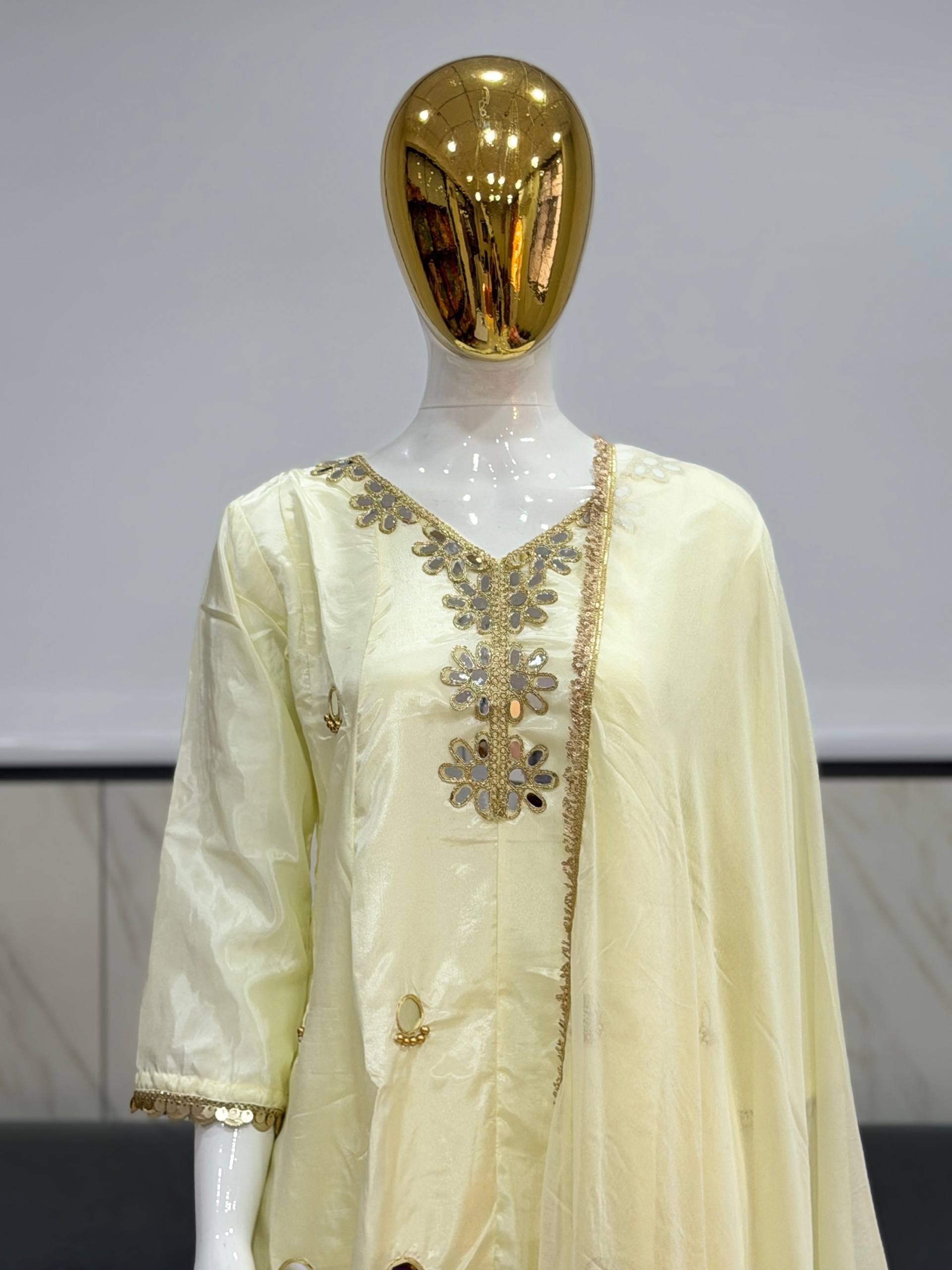 Premium Tissue Silk Anarkali Kurti Set with Dupatta