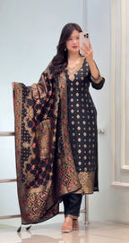 Kanjivaram Silk Suit Set for Women with Dupatta | Wedding & Festive Wear (M-XXL)