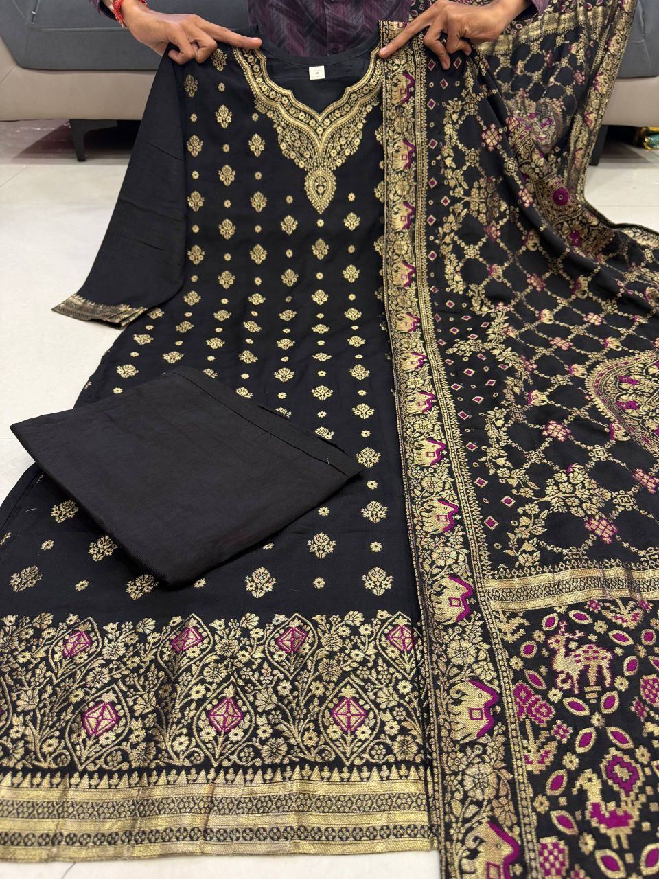 Kanjivaram Silk Suit Set for Women with Dupatta | Wedding & Festive Wear (M-XXL)