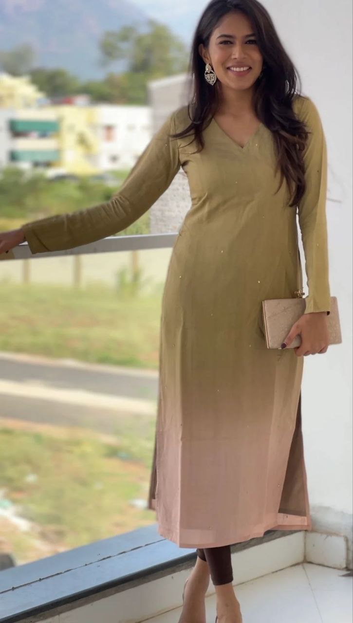 Silqura Ombre Kurti for Women | Sequence Work Long Kurti