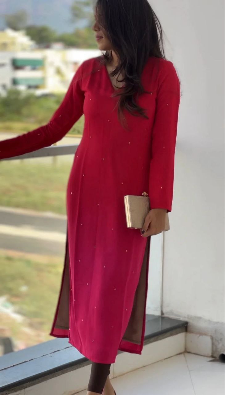 Silqura Ombre Kurti for Women | Sequence Work Long Kurti