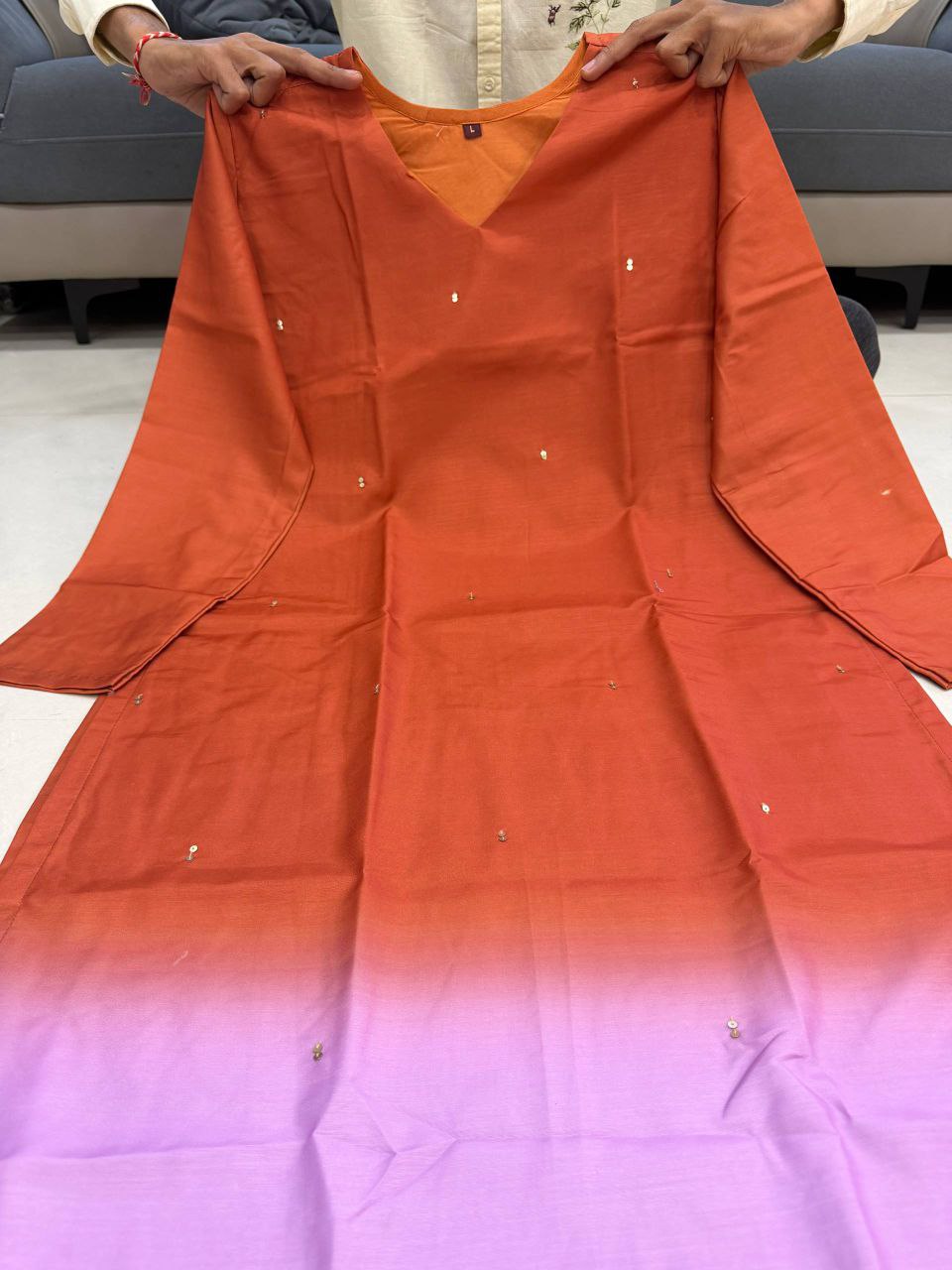 Silqura Ombre Kurti for Women | Sequence Work Long Kurti