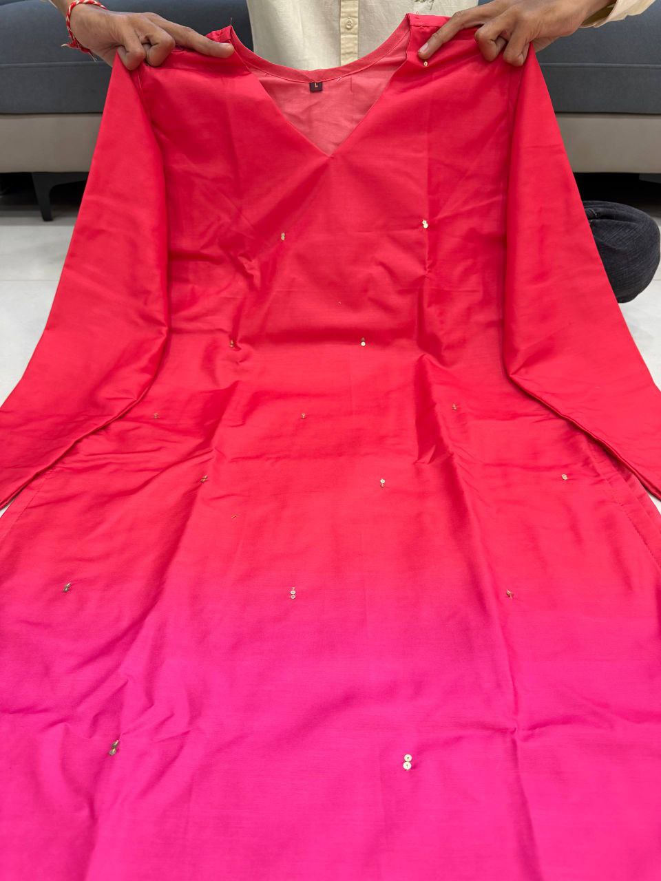 Silqura Ombre Kurti for Women | Sequence Work Long Kurti
