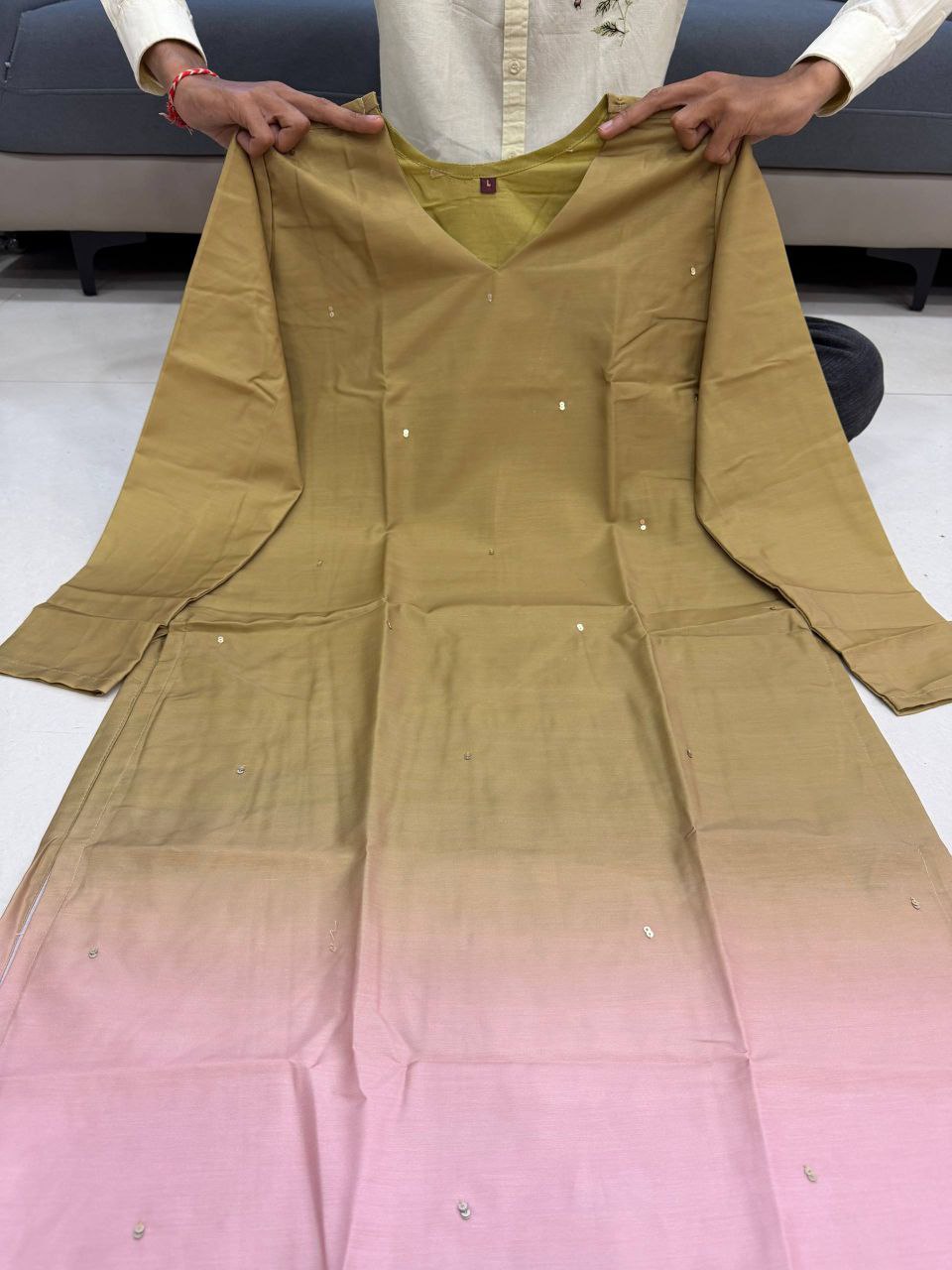 Silqura Ombre Kurti for Women | Sequence Work Long Kurti