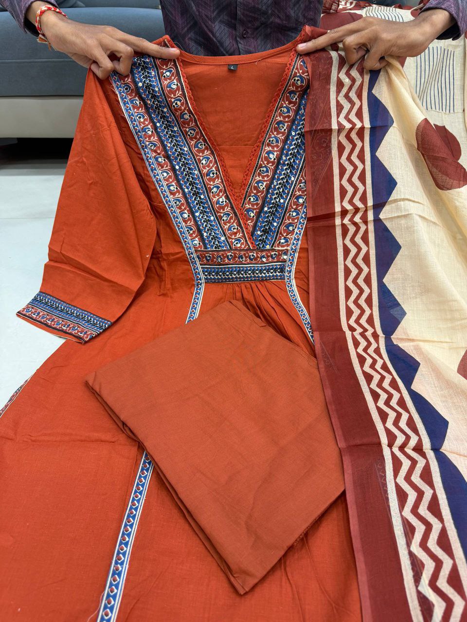 Pure Cotton Kurti Pant Dupatta Set for Women | Daily & Festive Wear (M-3XL)