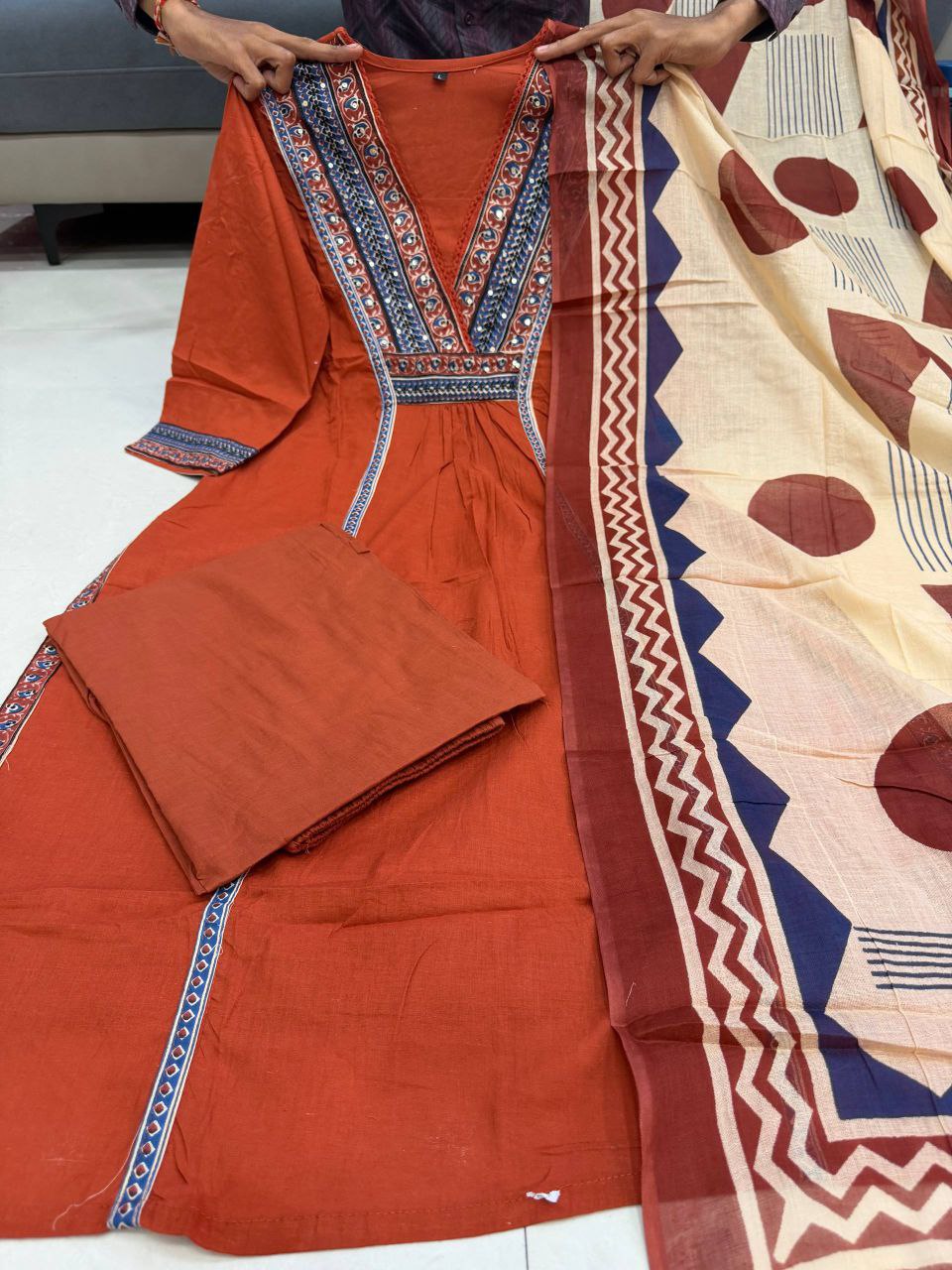 Pure Cotton Kurti Pant Dupatta Set for Women | Daily & Festive Wear (M-3XL)