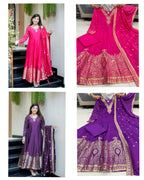 Banarasi Anarkali Suit Set for Women with Dupatta | Chanderi Kurti Pant Set (M-XXL)