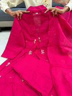 Pink 60x60 Jaipuri Cotton Kurti Palazzo Dupatta Set