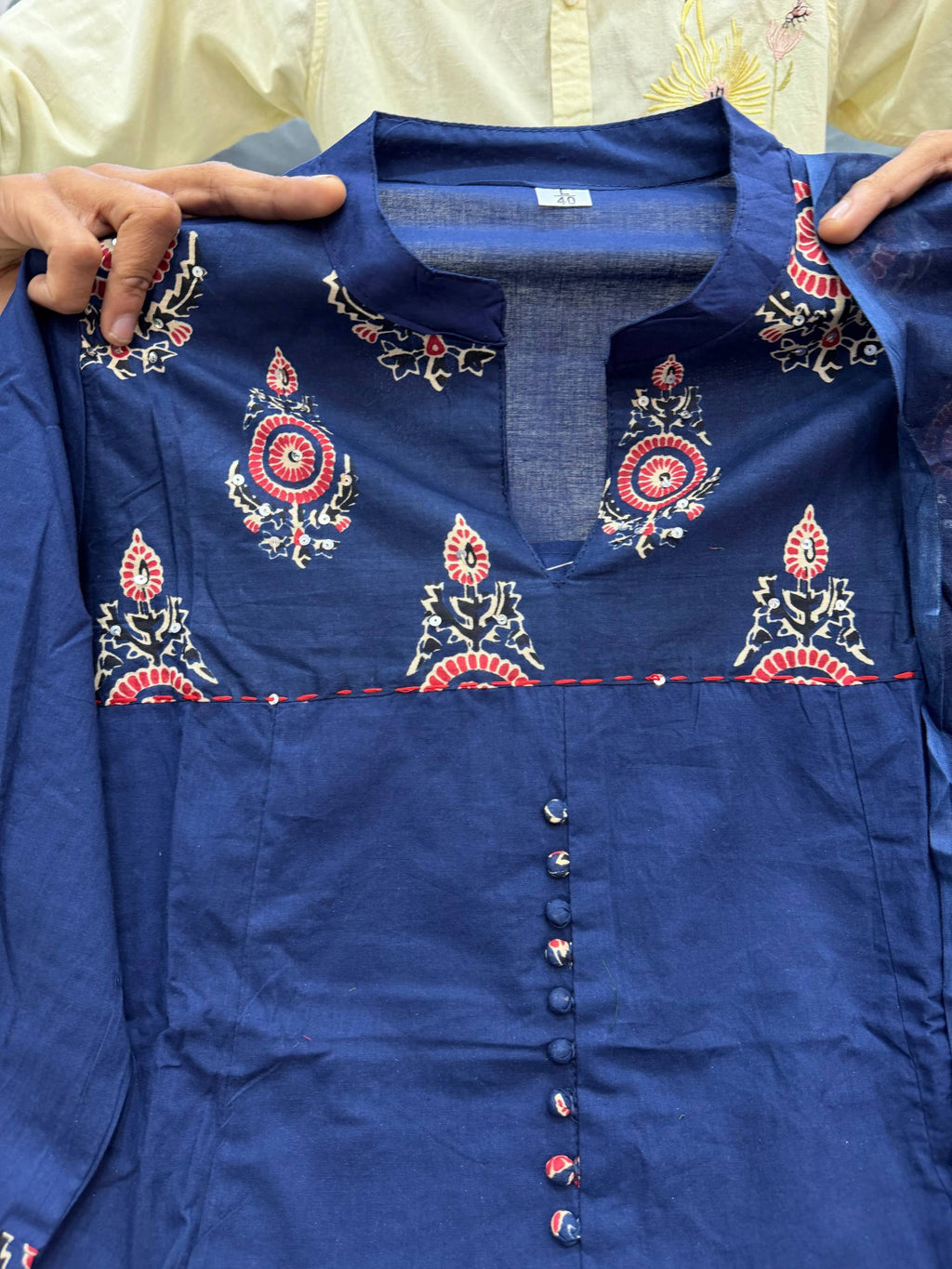 Anarkali Cotton Kurti Pant Dupatta Set for Women | Jaipuri Block Print Suit Set